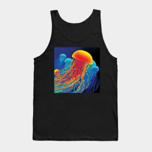 A Smack of Orange and Blue Jellyfish Tank Top